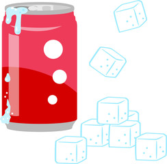 缶飲料と積まれた角砂糖