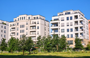 Fototapeta na wymiar Modern townhouses seen in Berlin, Germany