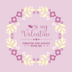 Pattern wallpaper of cards happy valentine, with pink floral frame decoration elegant.Vector