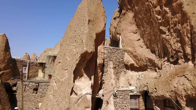 Unusual naturally formed carved rock cave houses of Kandovan, Iran