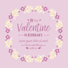 Obraz na płótnie Canvas Card decoration happy valentine unique, with pink flower frame seamless. Vector