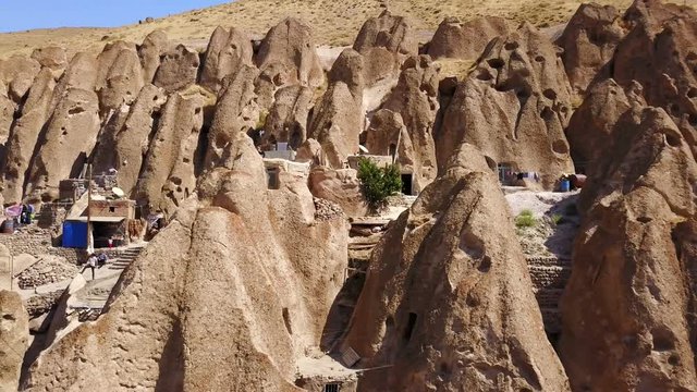 Unusual naturally formed carved rock cave houses of Kandovan, Iran