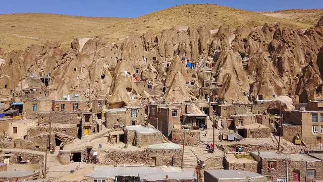 Unusual naturally formed carved rock cave houses of Kandovan, Iran