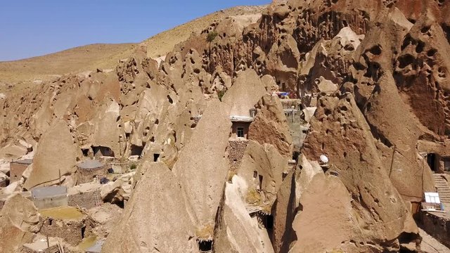 Unusual naturally formed carved rock cave houses of Kandovan, Iran