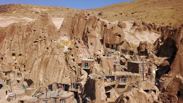Unusual naturally formed carved rock cave houses of Kandovan, Iran
