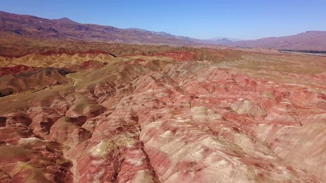 Flying on the colourful mountains and hills of Igdir, Turkey