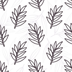 Vector seamless pattern with outline branches and leaves; floral background for fabric, wallpaper, wrapping paper, textile, package, web design.