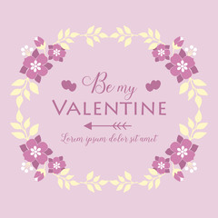 Template of card happy valentine, with beautiful and bloom pink floral frame design. Vector