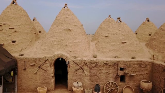 Harran beehive houses that conic roofs, mudbrick wall, Urfa, Turkey