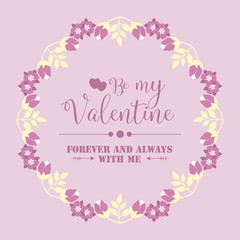 Decoration pink floral frame unique, for invitation card design happy valentine, romantic. Vactor