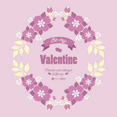 Ornament pink floral frame of beautiful for design invitation card happy valentine. Vactor