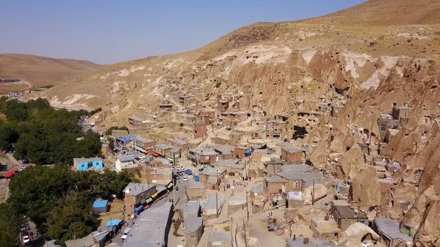 Unusual naturally formed carved rock cave houses of Kandovan, Iran