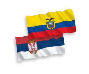 Flags of Ecuador and Serbia on a white background