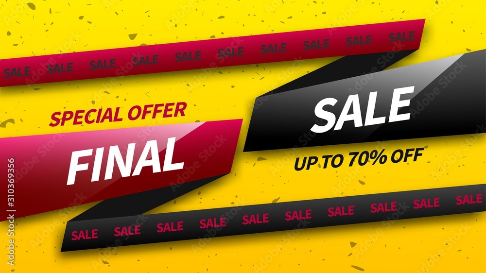 Poster Final sale banner design template. Special offer. Up to 70% off. Vector abstract banner. Template ready for use in web or print design.
