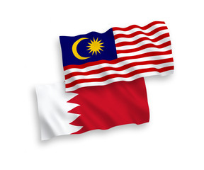 Flags of Bahrain and Malaysia on a white background