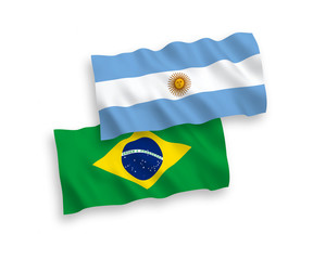 Flags of Brazil and Argentina on a white background