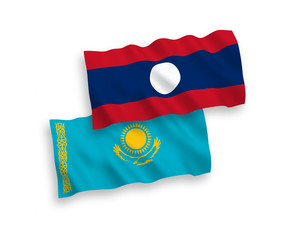 Flags of Kazakhstan and Laos on a white background