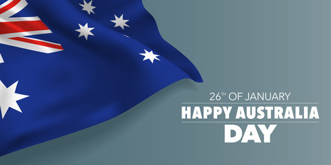 Obraz na płótnie Canvas Happy Australia day greeting card, banner with template text vector illustration