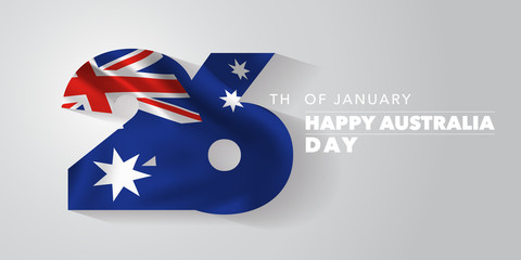 Happy Australia day vector banner, greeting card