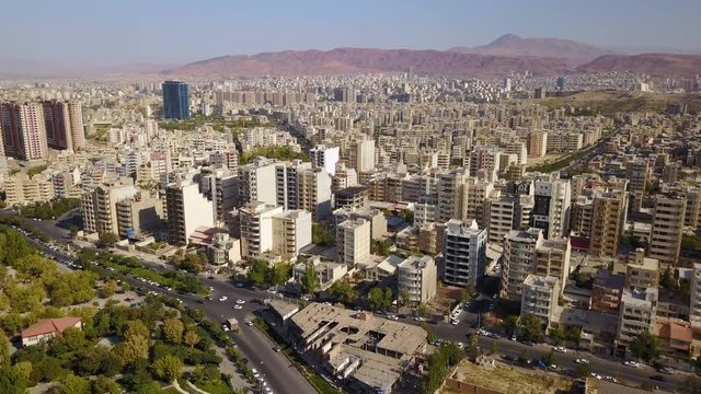 Aerial view of historical city Tabriz in time, Iran