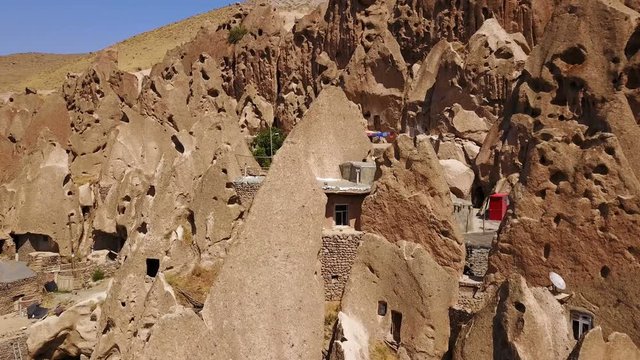 Unusual naturally formed carved rock cave houses of Kandovan, Iran