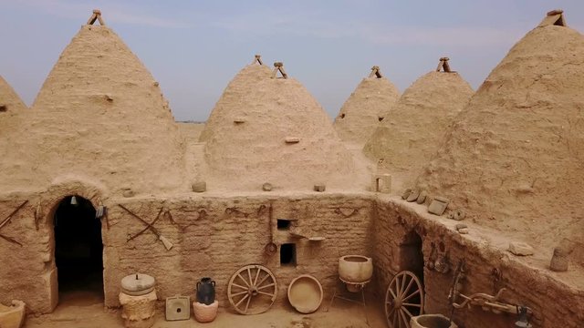 Harran beehive houses that conic roofs, mudbrick wall, Urfa, Turkey