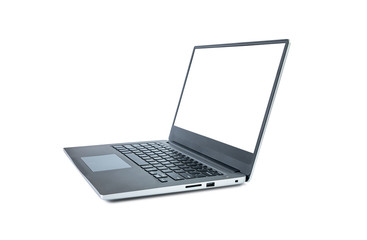 Modern slim design laptop with blank screen, Aluminum material, isolated on white background. template laptop Mock up. File contains with clipping path so easy to work.