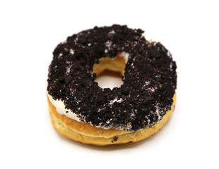 cream and chocolate donut Isolated on White Background