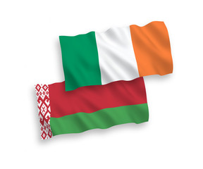 Flags of Ireland and Belarus on a white background