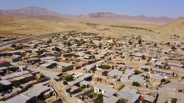 Old Persian islamic town aerial view from Urmia Lake, Iran