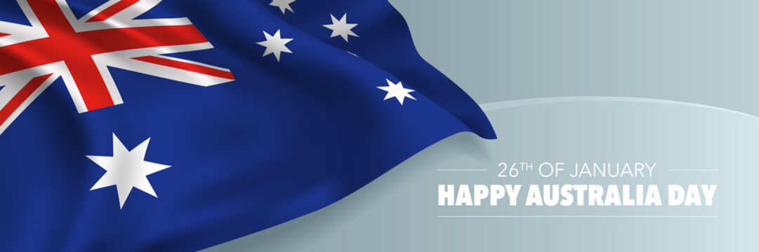 Happy Australia day vector banner, greeting card