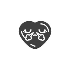 Heart Face With Steam From Nose emoji vector icon. filled flat sign for mobile concept and web design. Angry heart shape emoticon glyph icon. Love symbol, logo illustration. Vector graphics