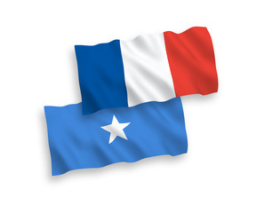 Flags of France and Somalia on a white background