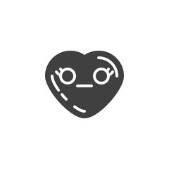 Neutral heart face emoji vector icon. filled flat sign for mobile concept and web design. Calm heart shape emoticon glyph icon. Love symbol, logo illustration. Vector graphics