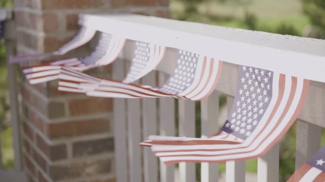Back patio decorated for July 4th party.
