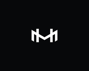 Minimalist Letter MH HM Logo Design , Editable in Vector Format in Black and White Color