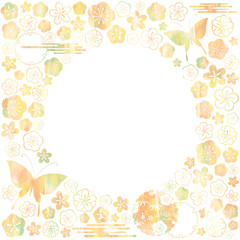 Obraz premium 梅と桜テクスチャフレーム