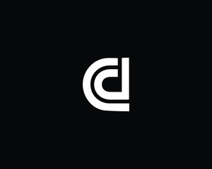 Minimalist Letter CD DC Logo Design , Editable in Vector Format in Black and White Color