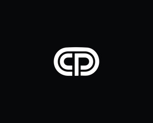Minimalist Letter CP Logo Design , Editable in Vector Format in Black and White Color