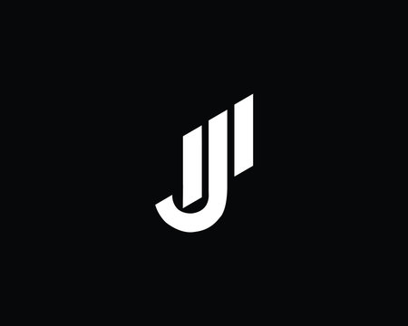 Minimalist Letter JM MJ Logo Design , Editable in Vector Format in Black and White Color