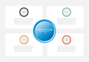 Vector Infographic label design template with icons and 4 options or steps. Can be used for process diagram, presentations, workflow layout, banner, flow chart, info graph.
