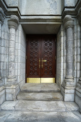 Exterior architecture and design of 'Cathedral Basilica of Saint Louis' Roman Catholic church located in the Central West End area of St. Louis- Missouri, United States