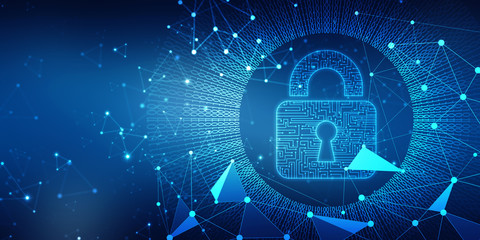 2d illustration Safety concept: Closed Padlock on digital background