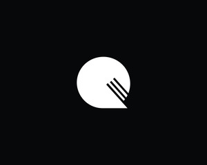 Minimalist Letter Q Logo Design , Editable in Vector Format in Black and White Color