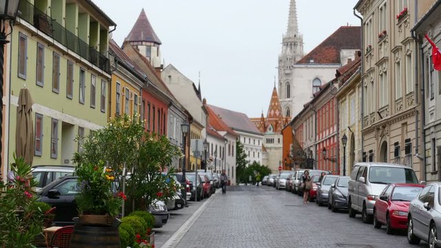 Hungarian streets and apartments, Budapest, Hungary, 4k
