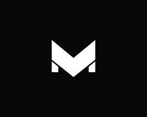 Minimalist Letter M Logo Design , Editable in Vector Format in Black and White Color