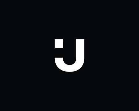 Minimalist Letter UJ JU Logo Design , Editable in Vector Format in Black and White Color