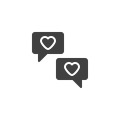 Heart speech bubble vector icon. filled flat sign for mobile concept and web design. Love chat conversation glyph icon. Symbol, logo illustration. Vector graphics