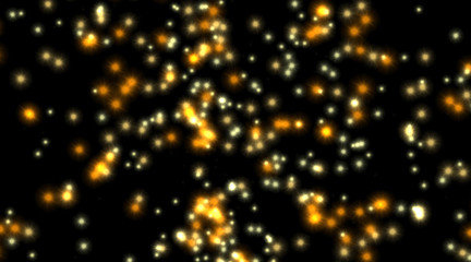 Festive background of colored stars on a black background.