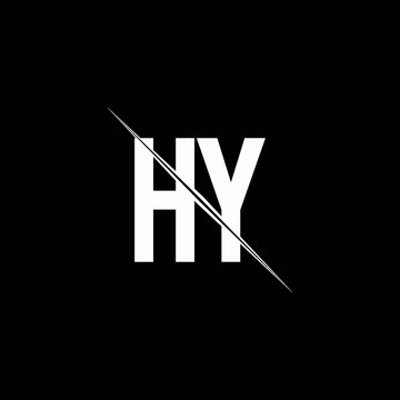 HY logo monogram with slash style design template